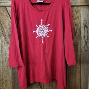 Coldwater Creek with snowflake applique long sleeve tshirt gently used